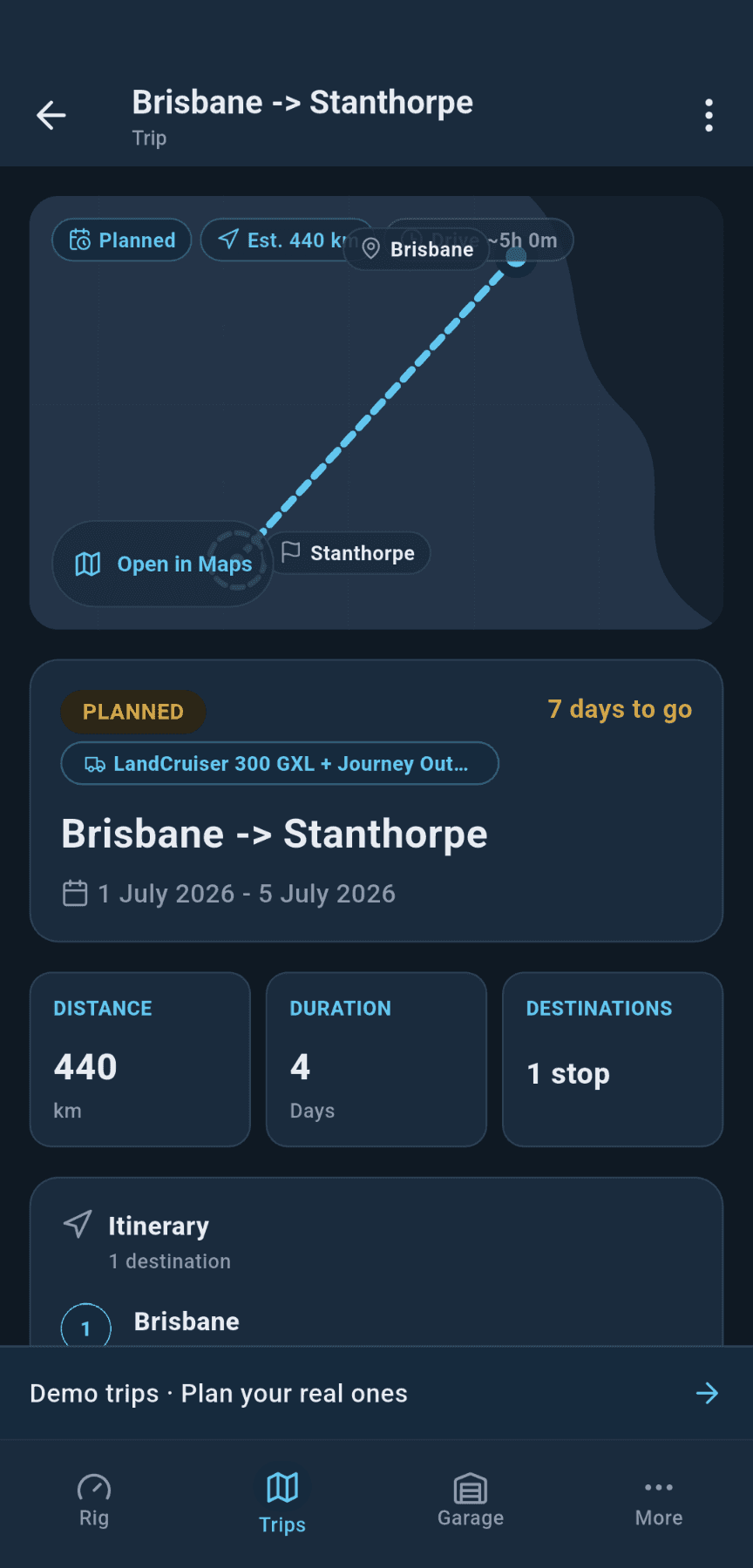 loadmate app: planning a caravan trip